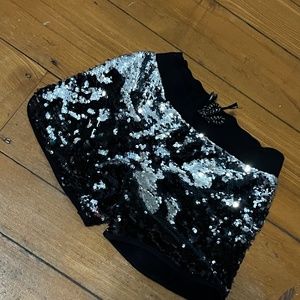 Black and silver reversed sequence shorts for girls